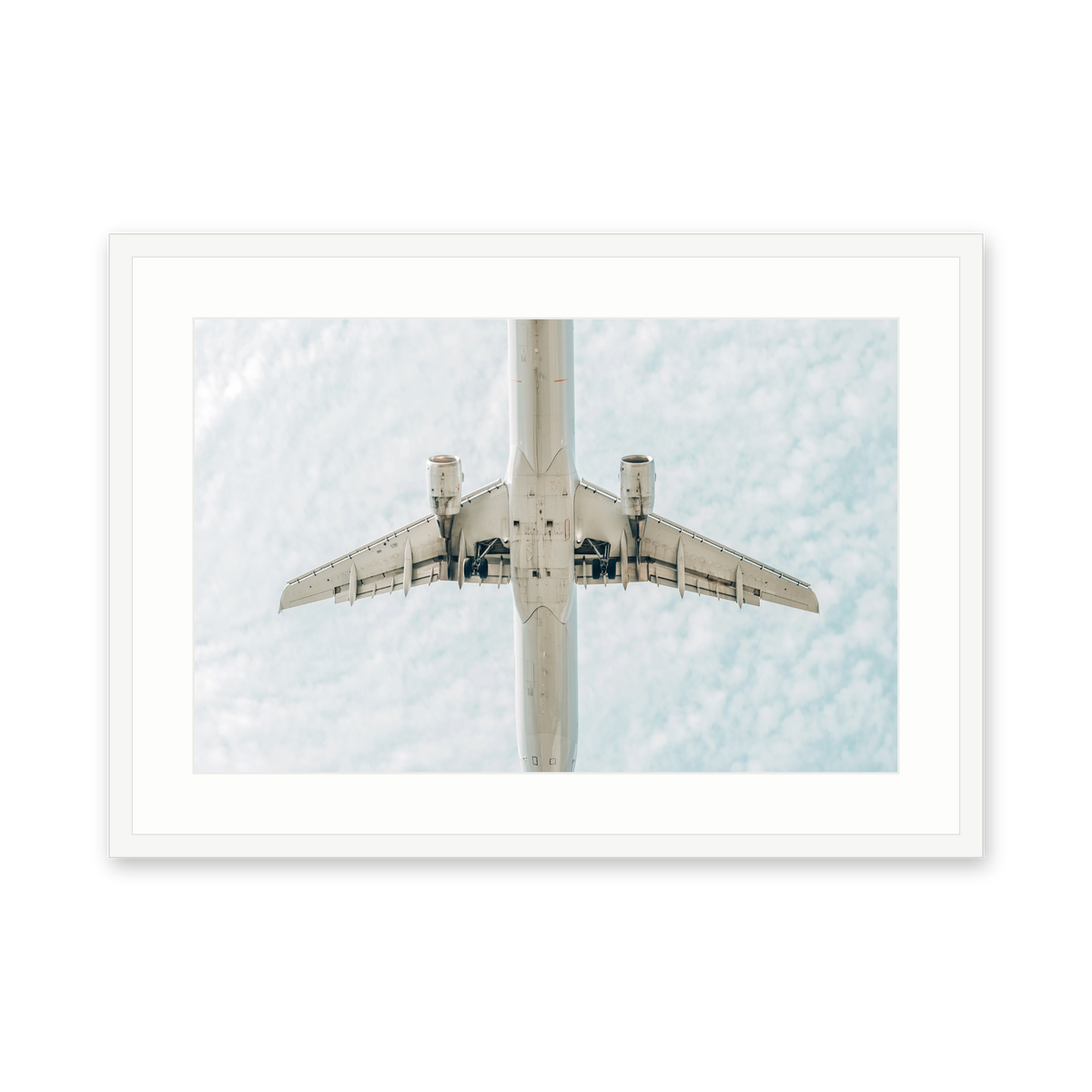 Underside, framed in white