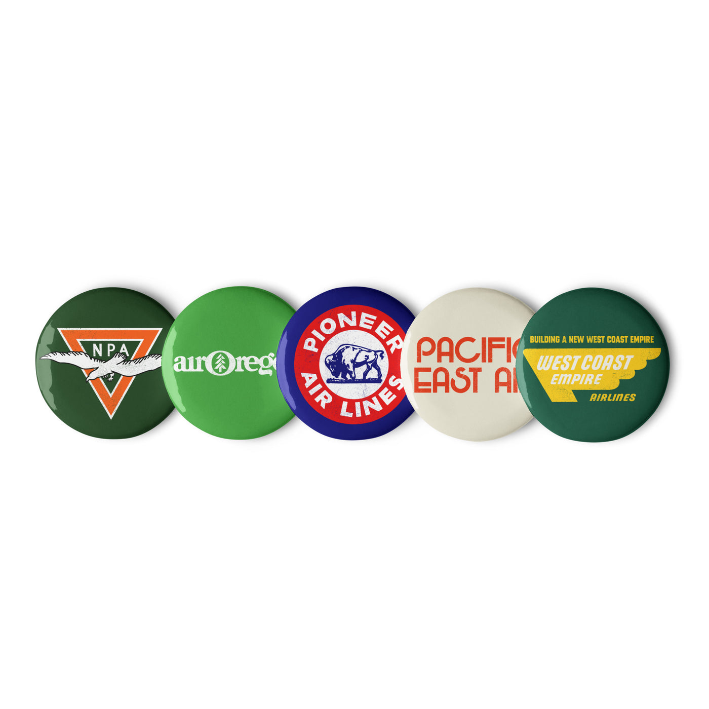 VINTAGE AIRLINES (SET OF 5 BUTTONS)